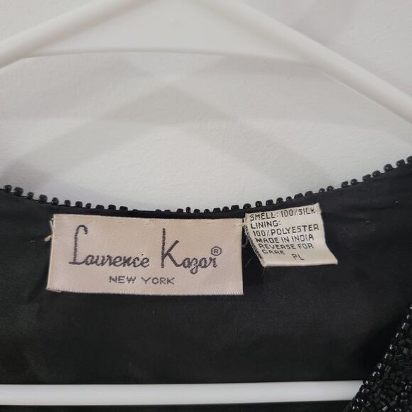 Laurence Kazar Womens Silk Beaded Jacket Size Petite Large Black Hook And Eye - Picture 4 of 6